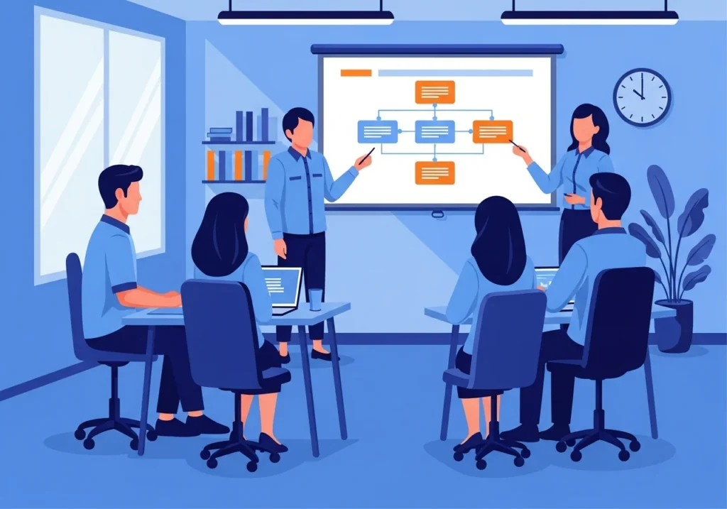 Konten edukasi 2D flat style SOP compliance untuk perusahaan - portofolio Jasa Animasi ID